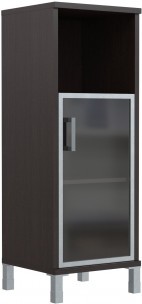 Шкаф-колонка средняя с малой стеклянной дверью в AL-рамке B 421.4(R) Венге Магия 475х450х1286