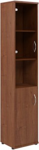 Шкаф колонка с малой глухой и стеклянной дверьми СУ-1.4(L) Орех Французcкий 406*365*1975